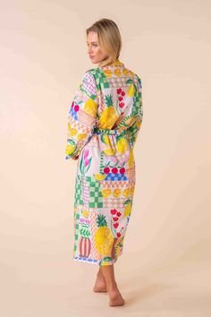 Introducing the Lydia Robe from KAS's vibrant pyjama wear range! Crafted from luxurious 100% cotton material, this robe is your ticket to stylish relaxation. Embrace the playful vibes with its funky design adorned with tropical fruits, adding a burst of colour to your loungewear collection. Whether you're unwinding after a long day or lounging on lazy weekends, the Lydia Robe promises comfort and flair in equal measure. Dive into tropical paradise every time you slip into this cozy robe. Funky Design, Tropical Fruits, Kids Bedding, 50 Fashion, Tropical Paradise, Black Friday Sale, Cotton Material, Relaxation, Paradise