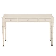 a white table with three drawers and two legs on the top, against a white background