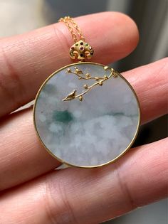 Exquisite Round Green Emerald Necklace, Round Emerald Jewelry For Healing, Exquisite Jade Necklace Gift, Exquisite Jade Necklaces For Gifts, Exquisite Jade Necklace For Gift, Yellow Gold Chalcedony Jewelry Gift, Jade Round Pendant For Healing, Jade Healing Pendant Jewelry, Round Jade Cabochon Necklace