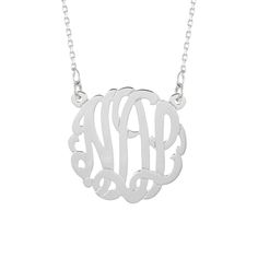 Fulton Classic Monogram Silver Monogram Medallion Necklace, Initial Pendant Monogram Necklace For Personalized Gift, Silver Monogram Pendant Necklace, Classic Monogram Pendant Jewelry, Letter-shaped Monogram Necklaces For Anniversary, Monogram Necklace, Trendy Necklaces, Initial Jewelry, Beautiful Fonts