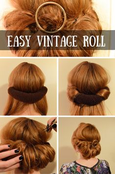 Cabelo Pin Up, Easy Vintage Hairstyles, Vintage Hairstyle, 1940s Hairstyles, Hair Tutorials Easy, Hair Videos Tutorials, Retro Hairstyles, Trending Hairstyles, Vintage Hair