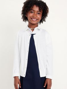 crew neck long sleeves full length button front online exclusive relaxed fit hits below waistmachine wash according to the care instruction label Girls School Uniform, School Uniform Kids, Perfect Cardigan, Cardigan White, White Cardigan, Girls Sweaters, Fashion Sewing, Holiday Fun, For Girls