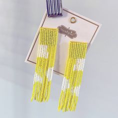 New W Tags. Earrings Measure 3 1/2" Earrings Have Hypoallergenic Posts Earrings Are Made Of Beaded Tassels Make A Standout Addition To Your Collection With Our Floral Beaded Earrings. The Beaded Tassel Earrings Feature Bright Colors And Unique Designs. The Earrings Have Hypoallergenic Posts. These Earrings Are Sure To Add A Pop Of Color To Any Outfit And Are Perfect For Summer. Yellow Dangling Beads Earrings For Summer, Summer Yellow Dangling Beads Earrings, Yellow Summer Earrings With Dangling Beads, Yellow Summer Jewelry With Dangling Beads, Summer Yellow Earrings With Dangling Beads, Summer Yellow Jewelry With Dangling Beads, Yellow Fringe Beaded Earrings With Round Beads, Yellow Beaded Earrings With Fringe, Yellow Fringe Tassel Earrings