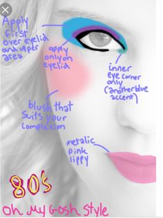 Crazy 80s Makeup, Glam 80s Makeup, How To Do 80s Makeup, 80s Makeup Authentic, 1980s Prom Theme, 1980 Makeup Eyes, 80 Makeup 80s Party, Iconic 80s Makeup Looks, 80s Party Makeup