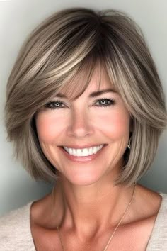 Hair Color For Women Over 60, Medium Cut Hairstyles, Cuts For Straight Hair, Short Layered Haircuts With Bangs, Bobbed Haircuts, Pinwheel Hair Color, Latest Bob Hairstyles, Feathered Layers