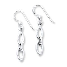 Loops of polished sterling silver dangle playfully in these fashion jewelry earrings for her. Each earring is secured with a fishhook back. Sterling Silver Drop Earrings With Lever Back, Sterling Silver Drop Linear Earrings With Lever Back, Modern Silver Earrings With French Hook, Elegant Sterling Silver Hoop Earrings With French Hook, Modern Dangle Earrings With French Hook, Sterling Silver Hoop Earrings With French Hook, Silver Dangle Hoop Earrings With French Hook, Silver Sterling Hoop Earrings With French Hook, Sterling Silver Linear Earrings With White Gold