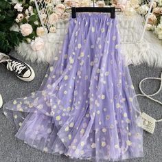 Cute Spring Tulle Skirt Dress, Cute Flowy Skirt For Spring, Cute Flared Skirt For Spring, Spring Mini Tulle Skirt Dress, Spring Midi Tulle Skirt, Cute Flared Summer Skirt, Cute Flared Skirt For Summer, Spring Feminine Tulle Skirt, Purple Party Skirt For Spring