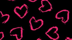 pink hearts drawn on black background