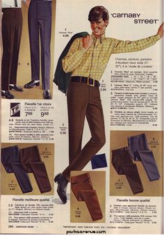 Young Men's "Carnaby Street" Fashions ~ Sears-Simpson's 1967 Catalogue, Canada 70s Mens Fashion, Tailor Made Suits, British Culture, Sears Catalog, Vintage Menswear, Forest City