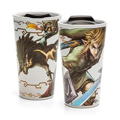 the legend of zelda travel mugs are designed to look like they're from the video game