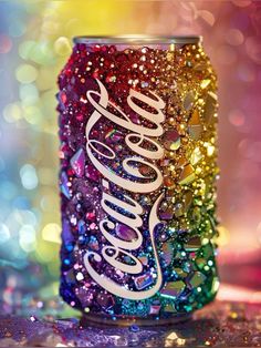 a can that has some glitter on it