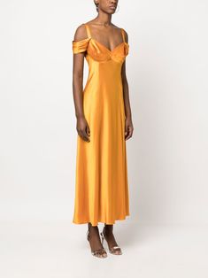 Find ALBERTA FERRETTI Draped Silk Gown on Editorialist. amber orange silk draped design low back strap detailing sleeveless long length Summer Pre-draped Bias Cut Evening Dress, Orange Spaghetti Straps Evening Dress, Orange Backless Evening Dress, Elegant Orange Evening Slip Dress, Elegant Orange Slip Dress For Party, Orange Silk Evening Maxi Dress, Orange Silk Maxi Dress For Evening, Orange Silk Midi Dress For Evening, Orange Silk Midi Dress For Party