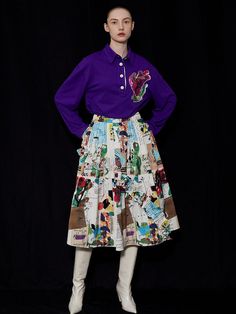 Composition : polyester 100Color : MULTY_FREECountry of Origin : Republic of Korea Taffeta Skirt, Upcycle Clothes Diy, Clothing Diy, Upcycled Clothing, Mixing Prints, Upcycle Clothes, Diy Clothes, Letter Prints, Midi Skirt