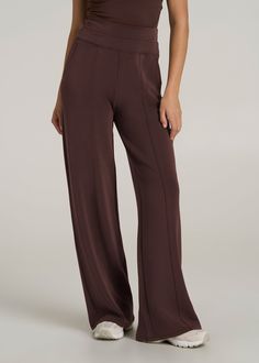 About Our Wide Leg Ultra High Rise Pant Comfort and style combine on these effortlessly chic pants for tall women. Designed with an ultra-high rise that's extra flattering, they have a modern wide leg with front seam details to highlight your long legs. We've made these tall women's pants specifically for your height, with a full length leg and inseam that's actually long enough. The tri-blend fabric is naturally wrinkle-resistant, and ready for a day of running errands or lounging at home. Two Pants For Tall Women, Scrubs Dress, Cozy Sleepwear, Chic Pants, Summer Lookbook, High Rise Pants, Long Sleeve Tee Shirts, Sports Blazer, Tall Women