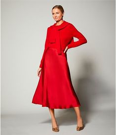 Antonio Melani Blakely Coordinating A-line Satin Skirt | Dillard's Red Silk Skirt For Evening, Fitted A-line Satin Skirt, Flowy Satin Skirt For Fall, Formal Silk Skirt For Fall, Satin Dress With Lined Skirt, Relaxed Fit Satin Dress With Lined Skirt, Satin Skirt For Fall, Elegant Red Silk Skirt, Elegant Red Holiday Skirt