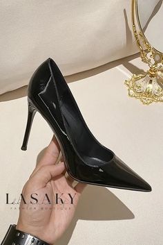 Lasaky - Elegant Womens Black Pointed-Toe Stiletto Heel Pumps with Rubber Coating Black Pointy Heels, Shoes Dressing, Pointy Shoes, Pointy Heels, Pumps Heels Stilettos, Dressing Style, Shoe Sole, 15th Birthday, Stiletto Pumps