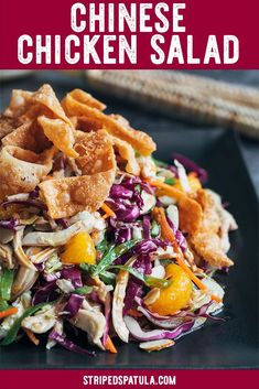 this chinese chicken salad is loaded with vegetables and crispy tortilla chips