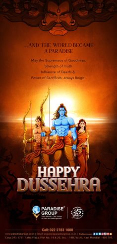 the poster for happy dussera, which is being used as an advert