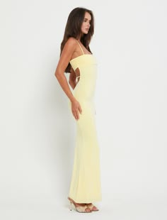 Light Yellow Satin Prom Dress, Prom Dress Yellow Long, Long Simple Prom Dresses, Yellow Satin Midi Dress, Prom Dress Ideas Simple, Butter Yellow Prom Dress, Hoco Long Dresses, Light Red Prom Dress, Aussie Formal Dresses