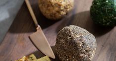 some food is laying out on a cutting board next to a knife and broccoli