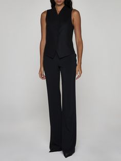 ->viscose, 96% Synthetic->elastane, 4% Armani Black, Zimmermann Dress, Flared Trousers, Flare Trousers, Fine Fabric, Yoga Wear, Black Stretch, Luxury Retail, Italian Fashion