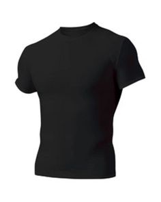 Adult Polyester Spandex Short Sleeve Compression T-Shirt - BLACK - XS | A4 Adult Polyester Spandex Short Sleeve Compression T-Shirt in Black Size XS Moisture-wicking Short Sleeve T-shirt, Fitted Crew Neck Workout T-shirt, Fitted Crew Neck T-shirt For Workout, Fitted Short Sleeve Sports T-shirt, Solid Color Snug Fit Crew Neck T-shirt, Black High Stretch Crew Neck T-shirt, High Stretch Crew Neck T-shirt For Workout, Sporty Snug Fit Short Sleeve T-shirt, Breathable High Stretch Short Sleeve T-shirt