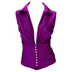 Versace 2000s, Purple Satin Top, Versace Clothes, Audrey Marnay, Versace Top, Png Clothes, Christian Dior Haute Couture, Versace Couture, Buy Shirts