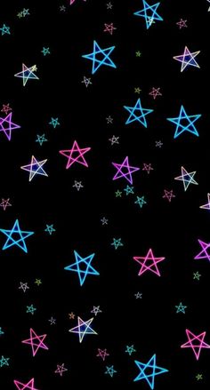 colorful stars on a black background