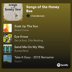 an iphone screen showing the song list for songs of the honey bee