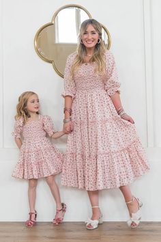 Madeline Dress In Pink Mom And Daughter Dresses, Preppy Aesthetic Outfits, Mom Daughter Outfits, Womens Long Skirt, Mother Clothing, Daughter Dress, Daughter Outfits, Mother Daughter Dress, Mommy And Me Dresses