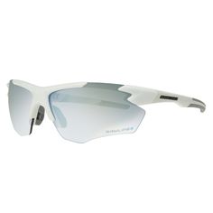 a pair of sunglasses with white frames and mirrored lenses