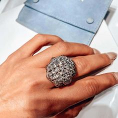 For Sale on 1stDibs - This gorgeous diamond ring is like brand new in perfect condition. It is the diamond 'bombe' ring out of the current David Webb collection in New York. Bombe Ring, David Webb, The David, Ladies Ring, Domed Ring, Druzy Ring, Women Rings, Gold Diamond, Diamond Ring