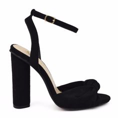 Black Faux Suede Sandal Box Heel About 4 Inches. Suede Sandals, Heels Black, Black Heels, Faux Suede, Shoes Women Heels, Black Color, Pin Up, Shoes Heels, Women Shoes