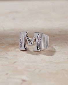 Our new personalized ring is here- Meet the Luv Aj Fine Initial Ridged Ring. Available in Sterling Silver or 14K Gold, this classic piece is perfect to customize for yourself or a gift for a friend. xx Luv Aj, Personalized Rings, Fine Jewels, Metal Rings, Sterling Silver Rings, Initials, White Gold, Sterling Silver, Silver