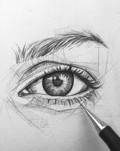 a pencil drawing of an eye