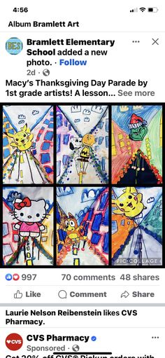 an instagram page with pictures of cartoon characters