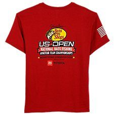 Our Bass Pro Shops\u00ae US Open Short-Sleeve T-Shirt for Kids makes a perfect choice for future stars learning sports and the Great Outdoors. This Bass Pro kids' shirt sports an unmistakable leaping-bass logo on the back along with US Open National Bass Fishing Amateur Team Championship. An additional BPS logo on the left chest and flag on the sleeve give extra style points. 100% cotton solid colors, 90% cotton/10% polyester heathered. Machine wash. Imported. \u000a \u000a 100% cotton solid col Bass Logo, Us Open, Bass Fishing, Good Brands, Best Brands, Great Outdoors, The Great Outdoors, Outdoor Gear, Low Price