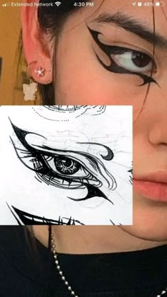 Under Eye Graphic Liner, Goth Rap Aesthetic, Male Graphic Liner, Black Lip Makeup Look, Whokilledxix Fanart, Fancy Eyeliner Designs, Punk Graphic Liner, Unconventional Eyeliner, Alt Graphic Eyeliner