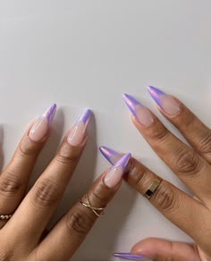 Purple Chrome Nails, Purple Acrylic Nails, Chrome Nails Designs, Trendy Nail Designs, Lavender Nails, Nails Purple, Purple Acrylic, Nail Art Trends, Purple Nail