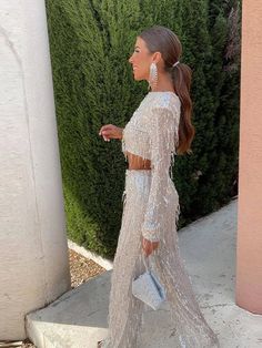 Dayna™ Tassel Set Tassel Pants Outfit, Tassel Pants, Magazine Front Cover, Wedding Glam, Wide Leg Pant Suit, Crop Top Set, Gala Dinner, Costume Intero