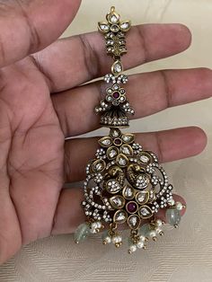 Victorian polish ad many tikka. Please refer picture in hand for size reference Tikka Indian Jewelry, Goddess Dress, Maang Tikka, Kundan Earrings, Girly Accessories, Cz Earrings, Finger Rings, Fancy Sarees, Antique Earrings