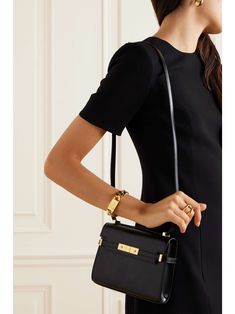 SAINT LAURENT Manhattan mini leather shoulder bag Mini Bag Outfit, Saint Laurent Manhattan, Porter Bag, Bag Obsession, Luxury Crossbody, Black Purses, Saint Laurent Bag, Fall Shopping, Black Mini