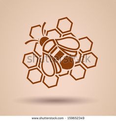 a bug crawling on honeycombs with the word bee in it's center