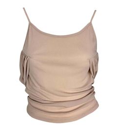 For Sale on 1stDibs - Presenting a fabulous beige Gucci tank top designed by Tom Ford. From the early 2000s, this incredible ruched top is complete with an exposed back accented Beige Sleeveless Ruched Top, Beige Ruched Sleeveless Top, Sleeveless Ruched Beige Tops, Elegant Ruched Cami Top, Beige Drapes, Gucci By Tom Ford, Black Silk Shirt, Black Silk Top, Gucci Spring