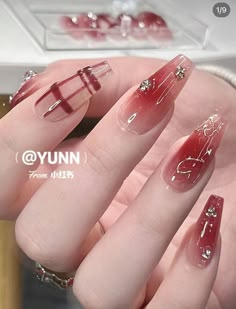 Uñas acrílicas aesthetic 2016 Nails, Acrylics Nails, Nails 2016, Nail Aesthetic, Fake Nails Designs, Red Polish, 2024 Nails