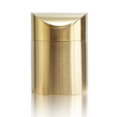 an empty gold metal container on a white background