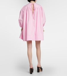 Cotton Poplin Minidress in Pink - Patou | Mytheresa Chic Cotton Mini Dress For Daywear, Chic Cotton Smock Mini Dress, Cotton Smock Mini Dress For Daywear, Cotton Long Sleeve Mini Dress For Daywear, Long Sleeve Cotton Mini Dress For Daywear, Oversized Mini Length Dresses For Daywear, Chic Cotton Smock Dress, Chic Summer Poplin Dress, Feminine Knee-length Cotton Mini Dress