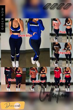 Women Fashion Sports Suits Running Wear Gym Clothes Vest Top / Pants/ Coat 3pcs Set Sports Lounge, Sports Chic Outfit, Running Wear, Tracksuit Outfit, Gym Clothes, Sport Chic, Tracksuit Set, Women Long Sleeve Tops, Joggers Womens