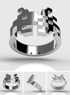 ¿Quieres?, compra Space Invader, Quirky Jewelry, Geek Fashion, Retro Arcade, Space Invaders, Nerdy Things, Men's Rings, Cool Items, Cool Gadgets