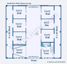 the floor plan for an office building with 3 bedroom and 2 bathrooms, including a second story